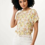 capsleeve с кръгло деколте и горна част с лайм жълто Жени X4BJ474 Mexx