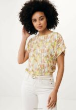 capsleeve с кръгло деколте и горна част с лайм жълто Жени X4BJ474 Mexx